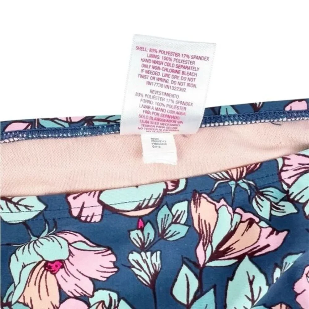 Xhilaration Dusty Blue Floral Strapless Bandeau‎ Bikini Size Medium